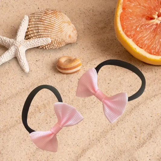 Lot de 2 Élastiques Cheveux Fille – Nœud Papillon rose 2,5mm-3,5mm