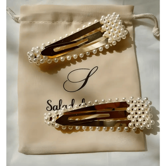 Ensemble de deux barrettes pour cheveux ornées de perles