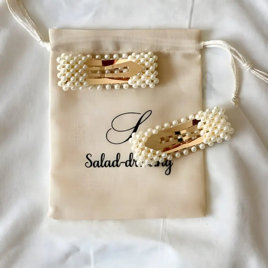 Ensemble de deux barrettes pour cheveux ornées de perles MARGOT salad-dressing