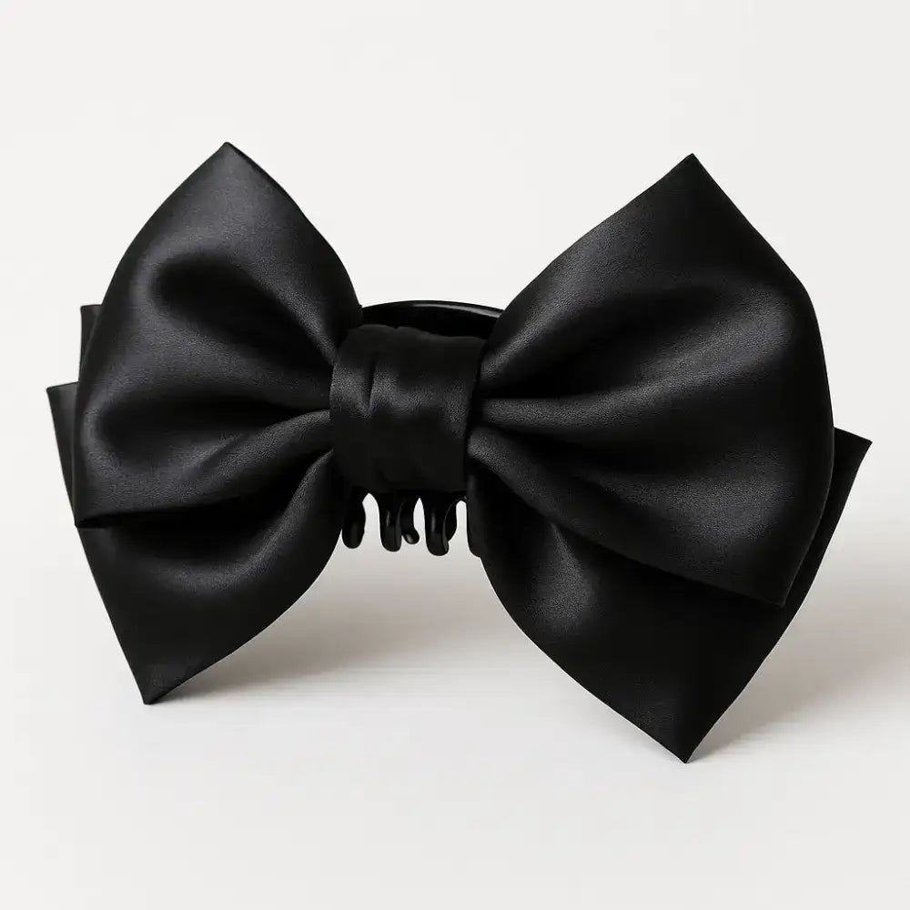 Pince à cheveux noire élégante pour femme avec nœud en satin