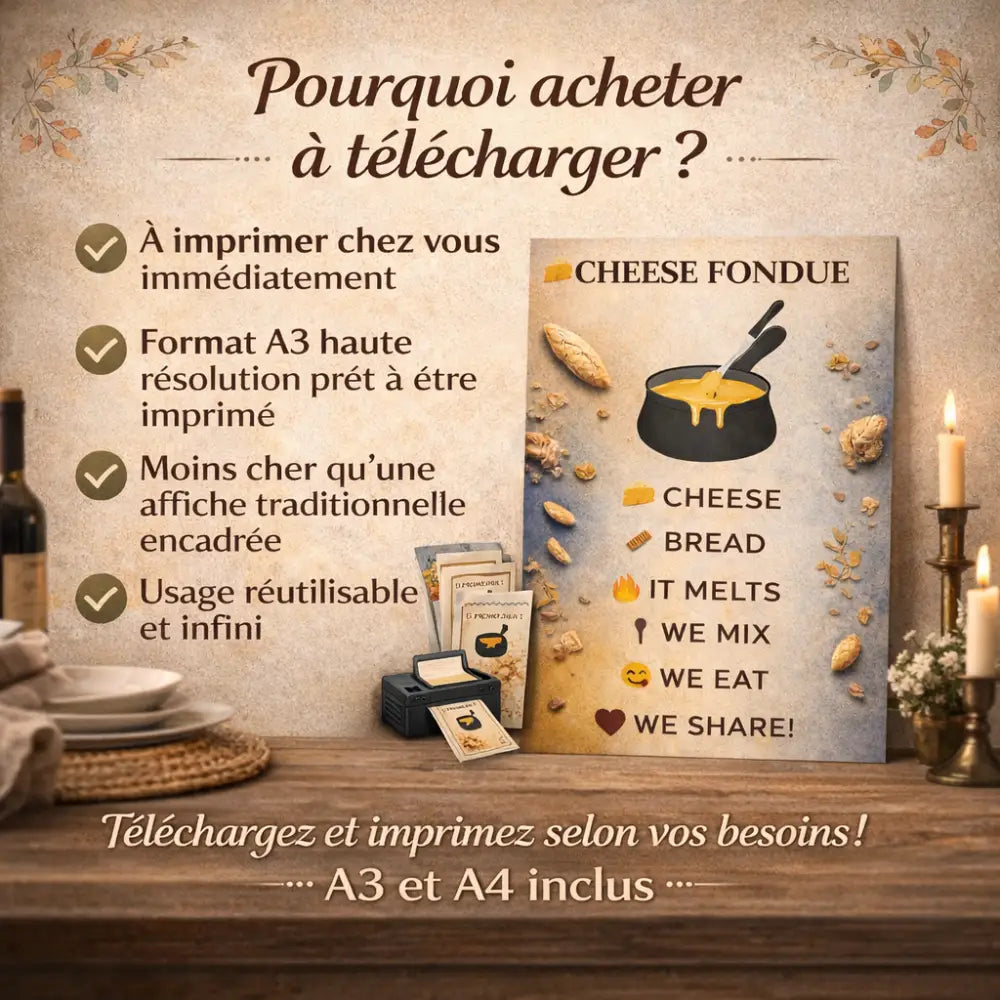 printable wall art cheese fondue en décoration murale chaleureuse