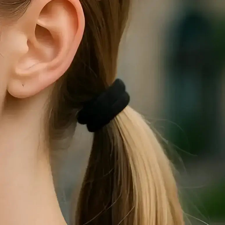 Lot de 10 élastiques noirs doux sans douleur ni tiraillement