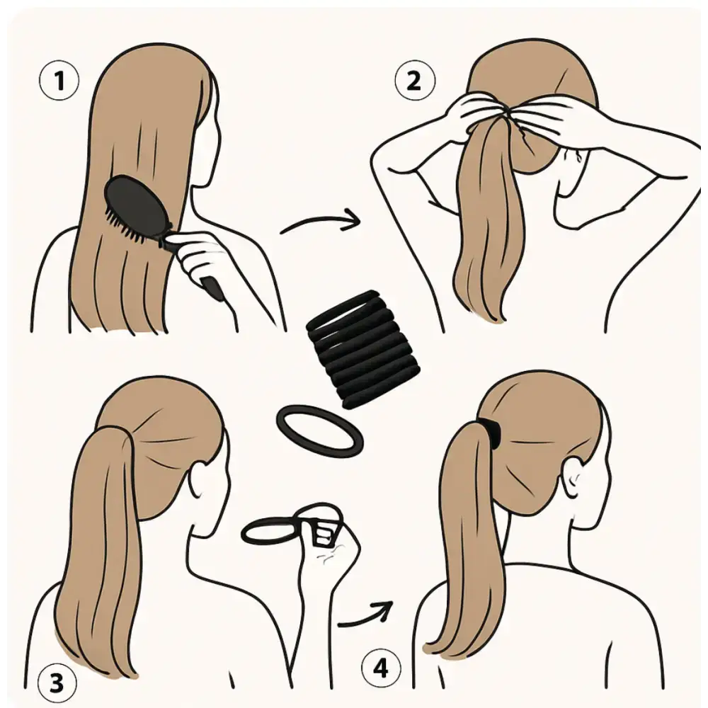 Élastiques noirs parfaits pour queue de cheval et chignon