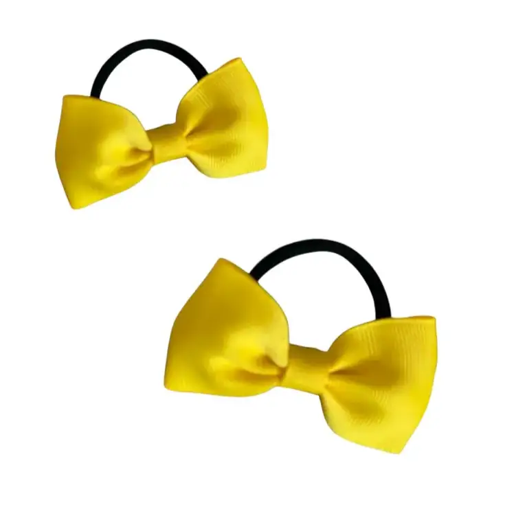 Lot de 2 Élastiques Cheveux Enfant – Nœud Papillon Jaune - Chouchous et élastiques
