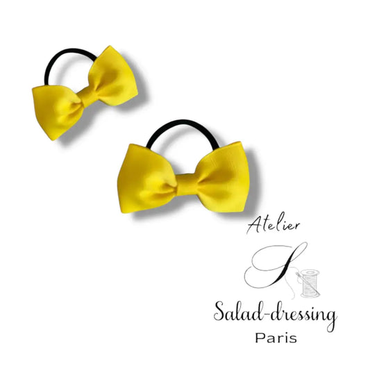Lot de 2 Élastiques Cheveux Enfant – Nœud Papillon Jaune - Chouchous et élastiques