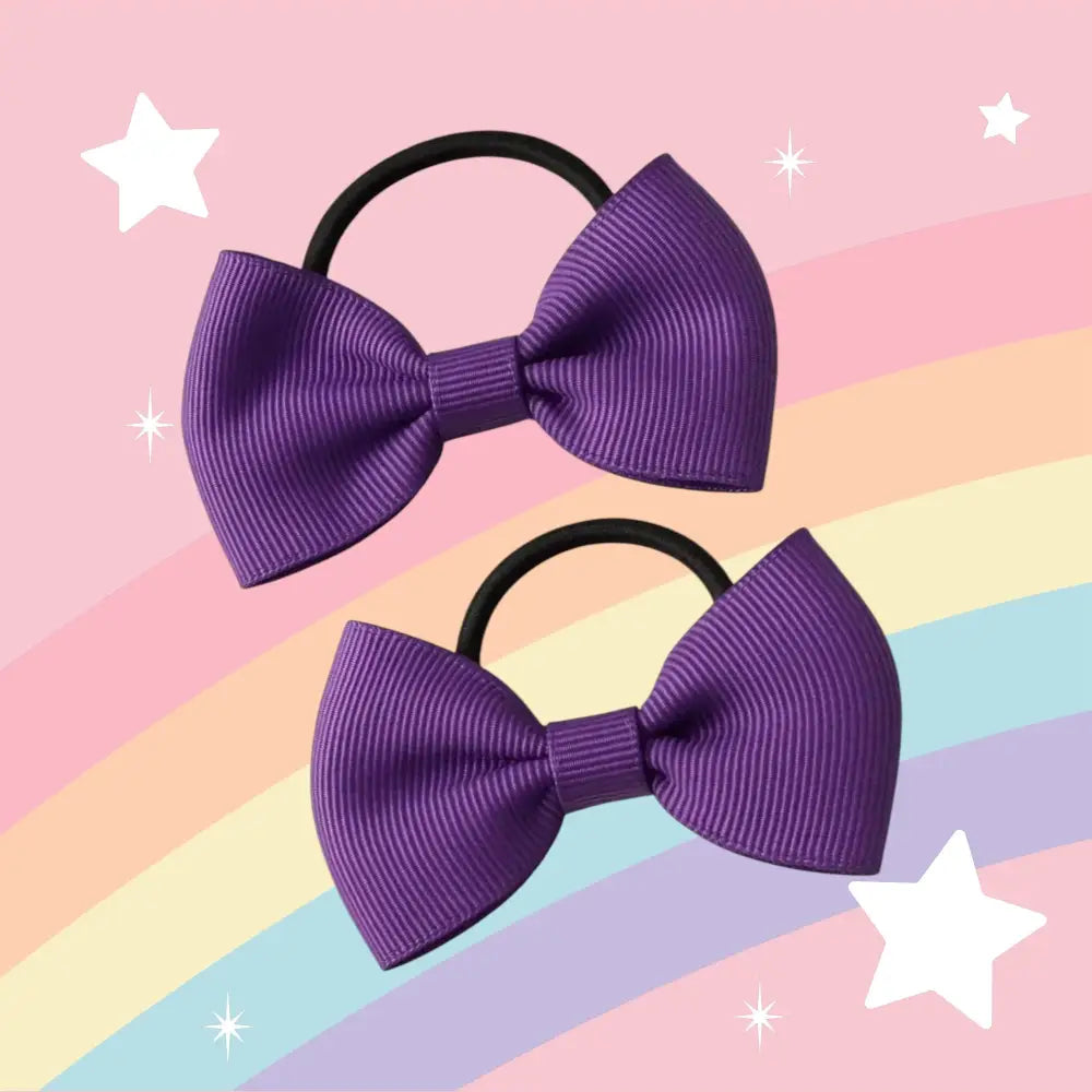 Lot de 2 Élastiques Cheveux Enfant – Nœud Papillon Violet - Chouchous enfants