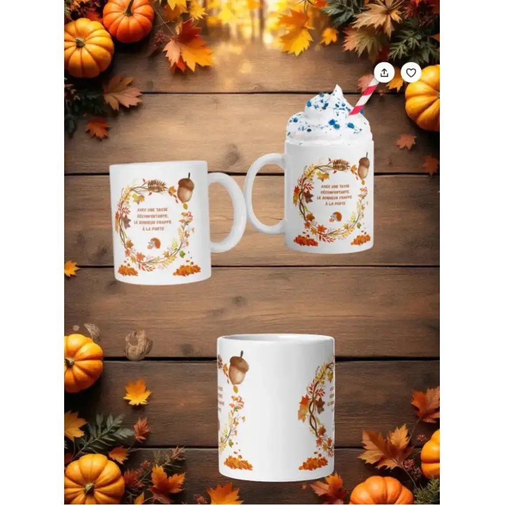 Mug “Phrase inspirante” – Cadeau pour épouse automne en céramique