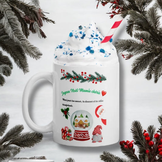 Mug Joyeux Noël Mamie en céramique blanche – cadeau de Noël pour grand-mère
