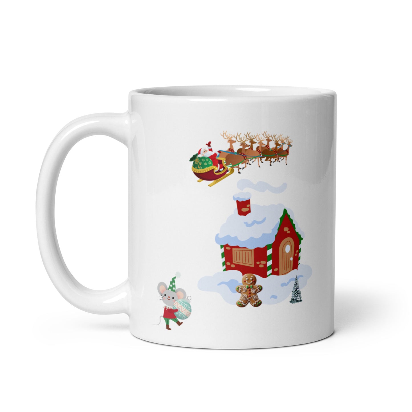 Mug Noël en céramique avec motif festif, parfait pour savourer un mug cake gourmand