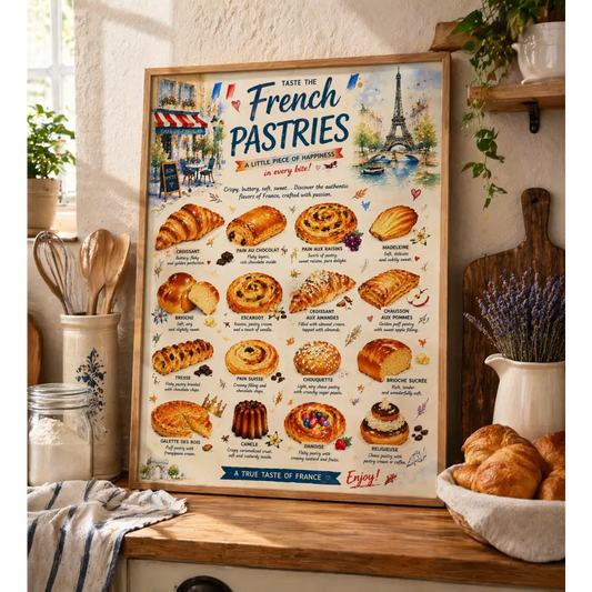 affiche viennoiserie française déco murale cuisine Paris