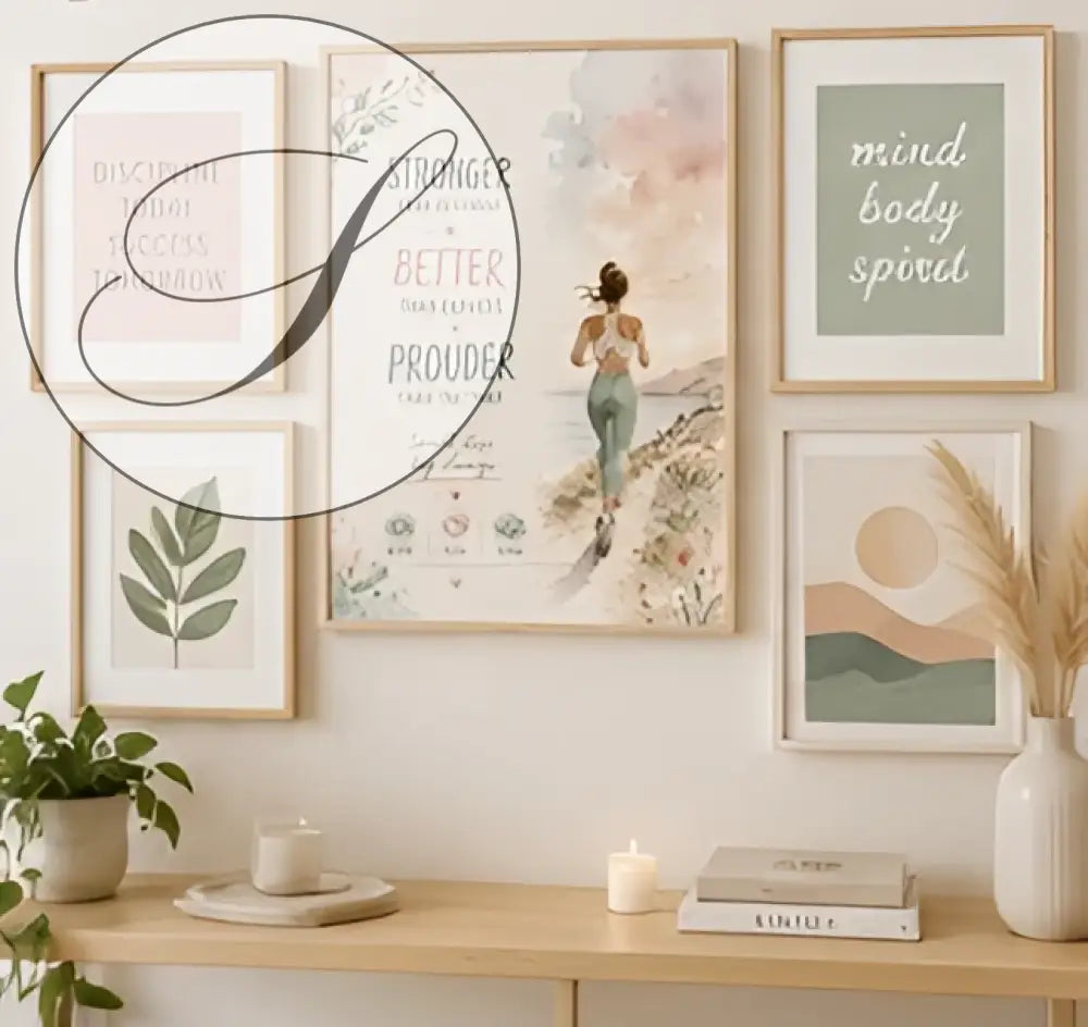 Affiche encadrée avec illustration aquarelle d'une femme qui court et texte Plus forte pour la motivation