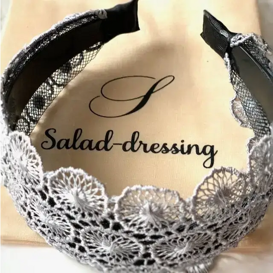 Serre-tête en dentelle grise