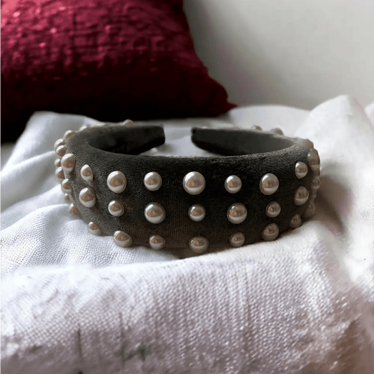 Serré tête en velours gris