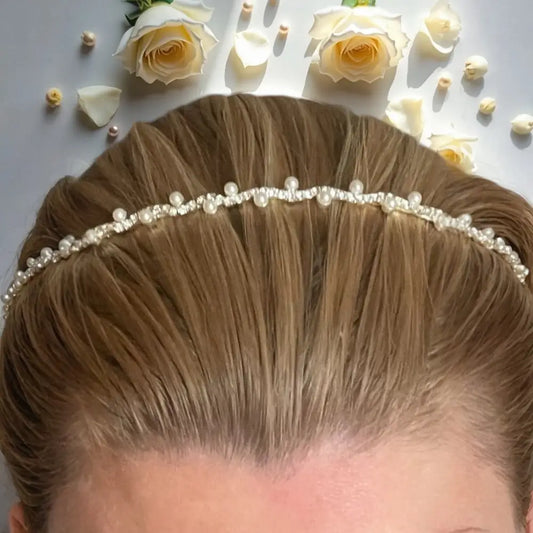 Serre-tête métal avec strass et perles - Serre-têtes