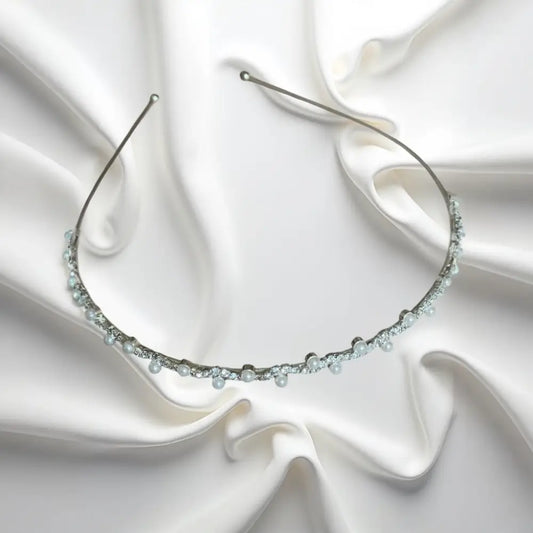 Serre-tête métal avec strass et perles - Serre-têtes