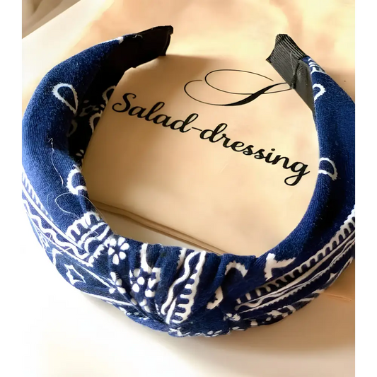 Serre-tête en tissu bleu bandana bleu