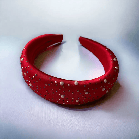 Serre-tête satin rouge paillettes
