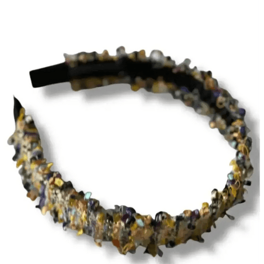 Serre-Tête en Tweed Jaune Multicolore