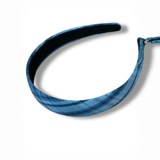 Serre-Tête Tissu à Carreaux Bleus pour un Cadeau Chouchou Élégant - Serre-têtes