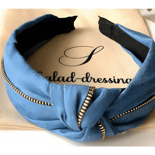 Serre-tête turban en jean bleu SANDRA