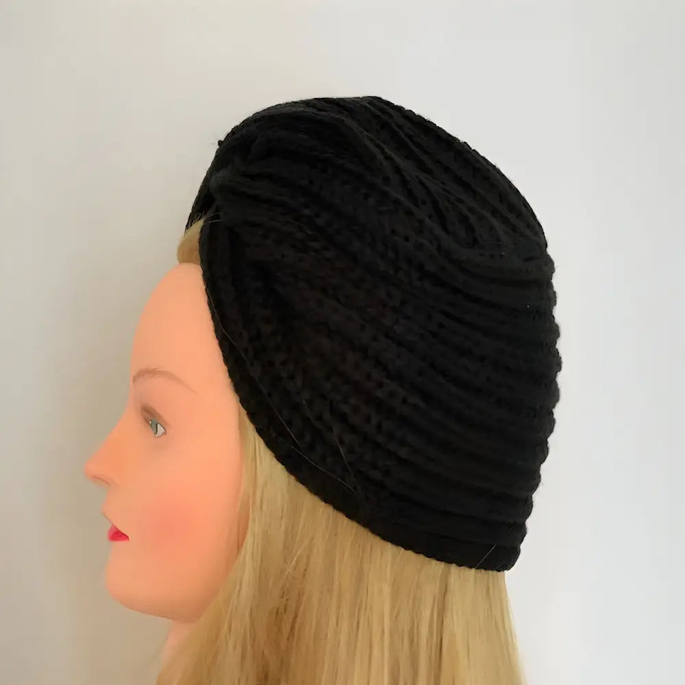 turban en laine noir