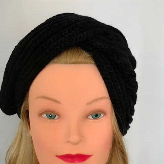 turban en laine noir