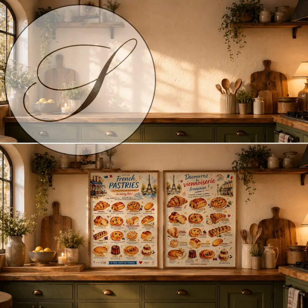affiche souvenir de Paris cuisine croissant viennoiserie