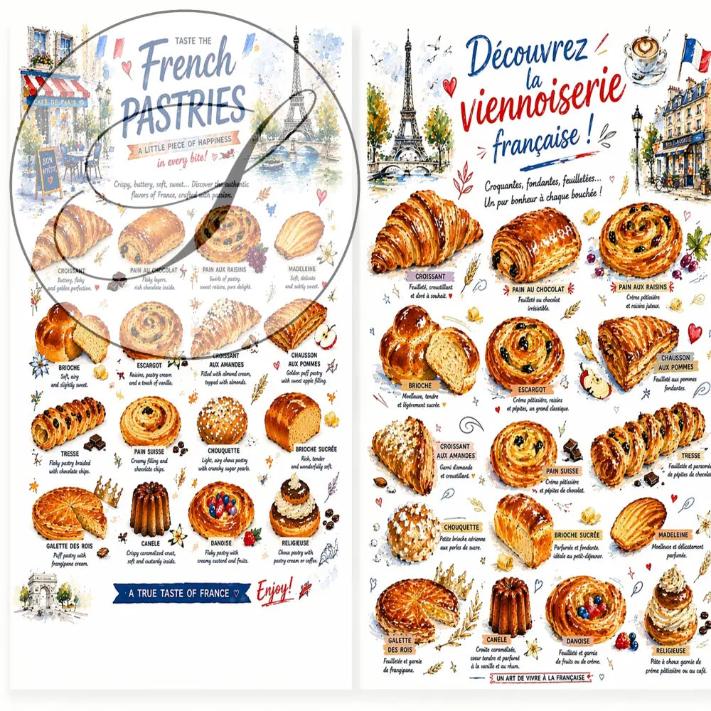 déco murale cuisine parisienne viennoiserie française affiche