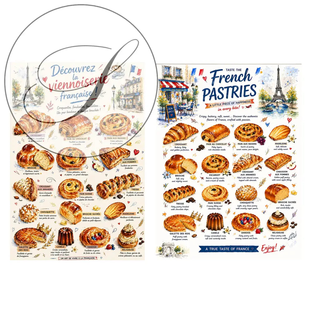 déco murale cuisine parisienne viennoiserie française affiche
