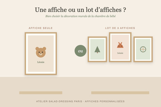 Une affiche seule ou un lot de 3 affiches personnalisées au prénom pour la chambre de bébé