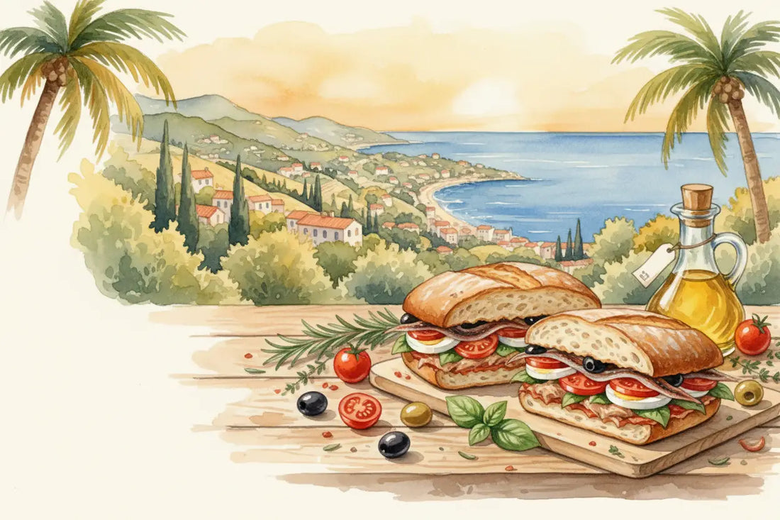 Recette pan bagnat niçois authentique - affiche cuisine à imprimer