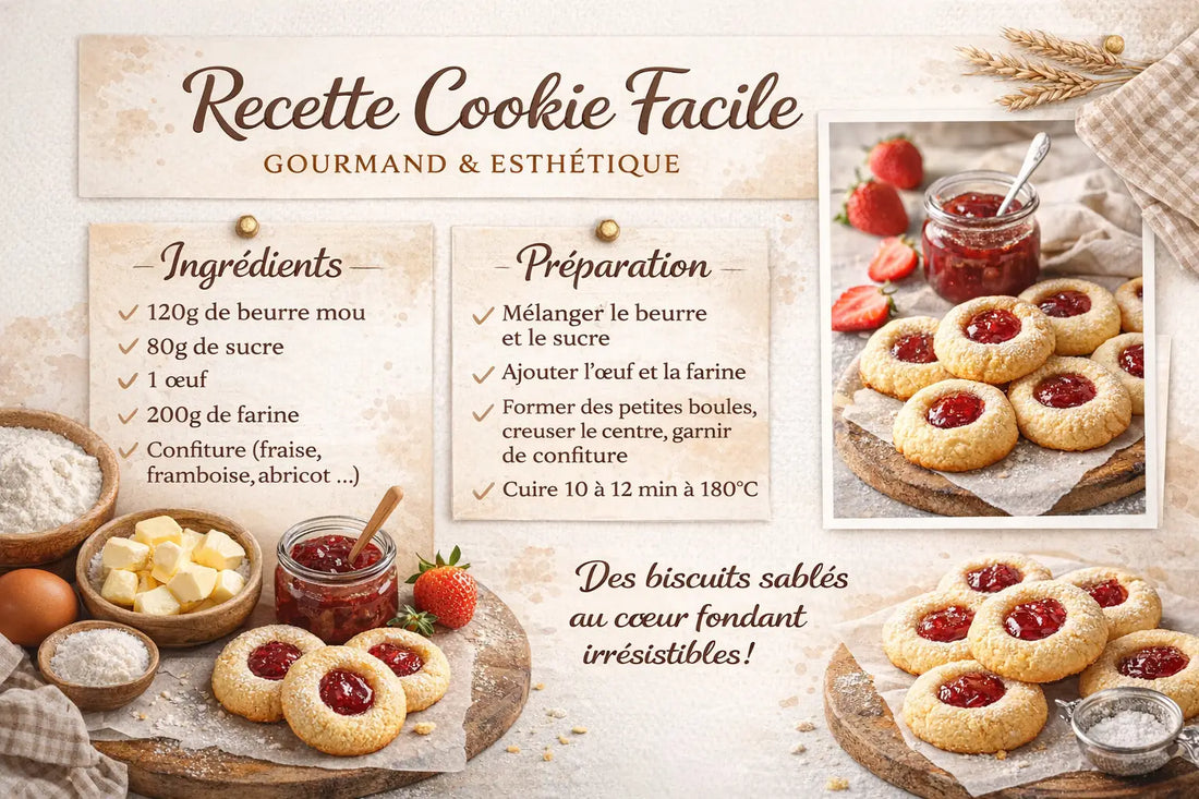Recette cookie facile : cookie sablé à la confiture + idée déco murale cuisine