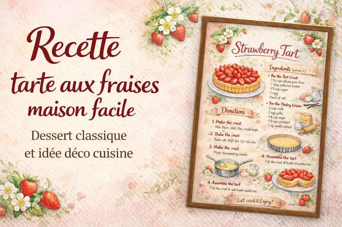 Tarte aux fraises maison – Recette facile & idée décoration murale cuisine gourmande
