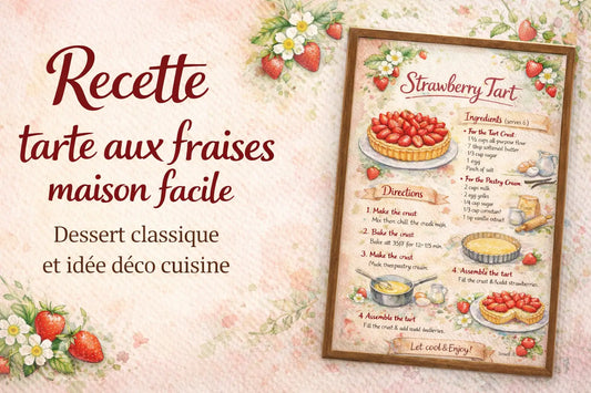 Tarte aux fraises maison – Recette facile & idée décoration murale cuisine gourmande