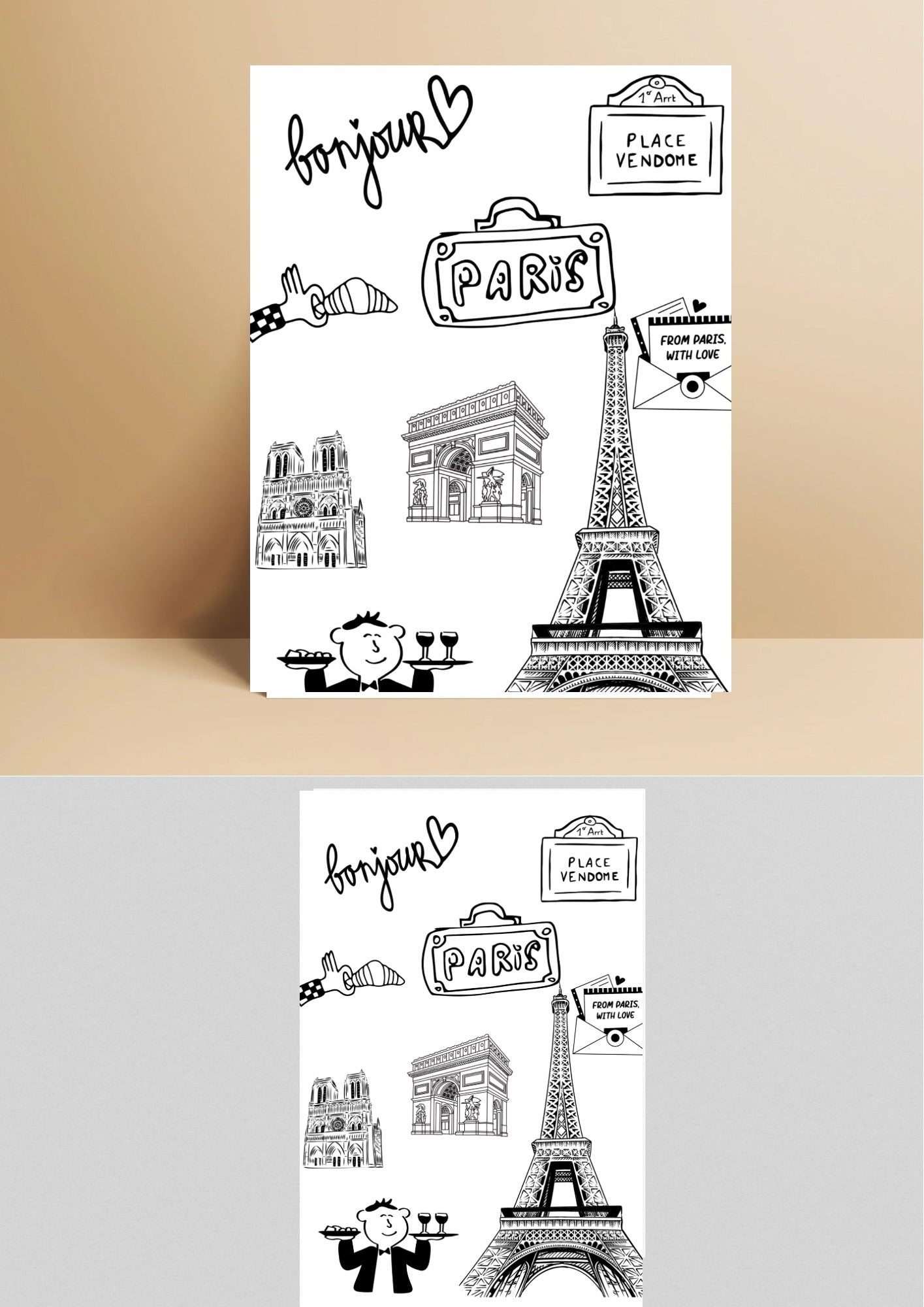 Poster Paris – Souvenir de Décoration Murale Art Mural Idée Cadeau - Affiche