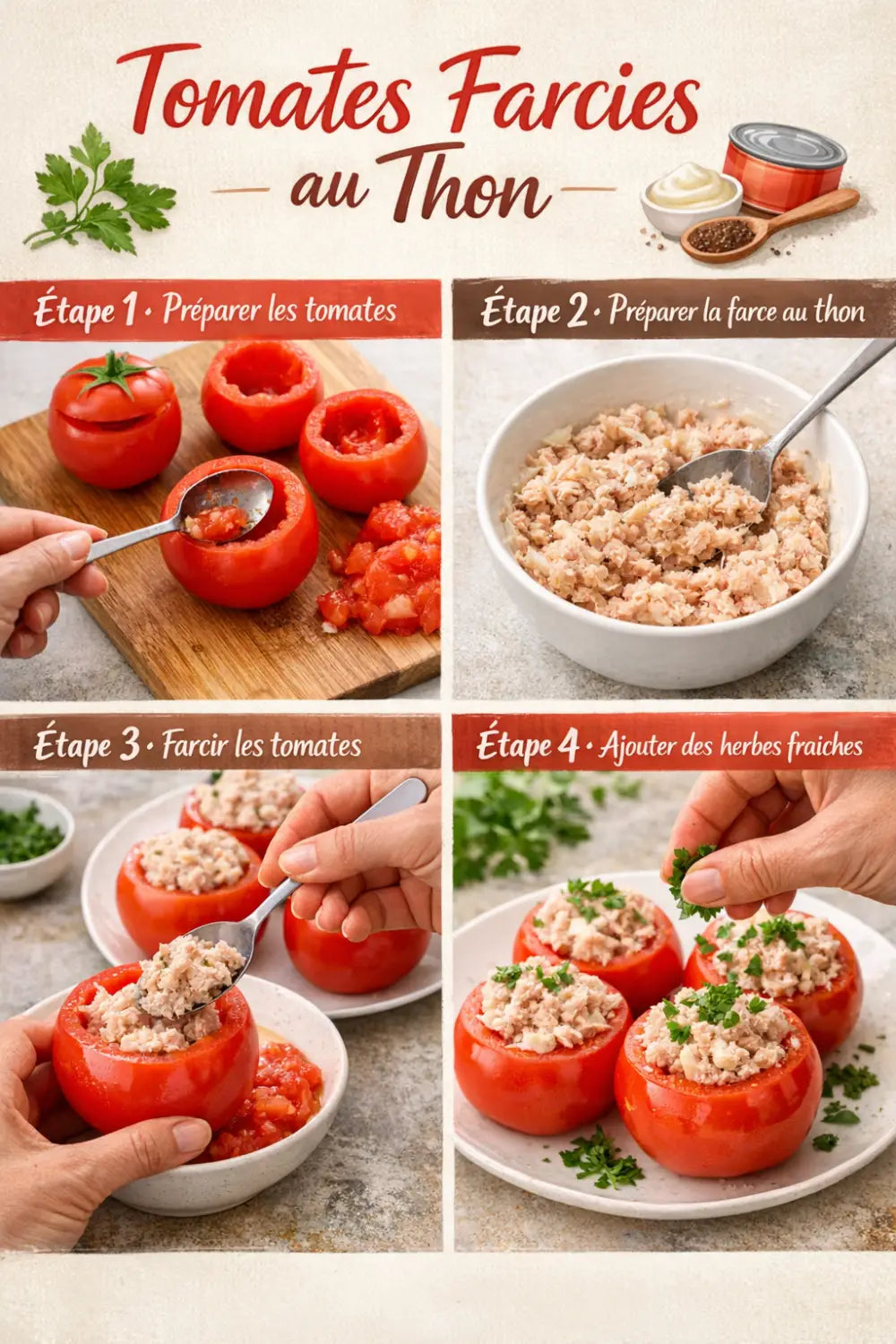 Recette facile: tomates farcies au thon + idée déco cuisine