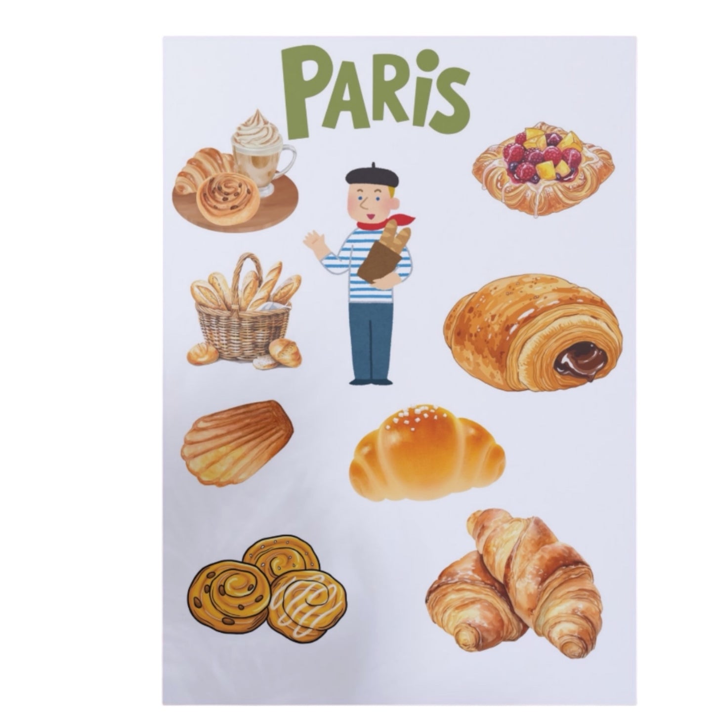 Affiche Design Viennoiserie Paris – Poster Paris Souvenir, Décoration Murale