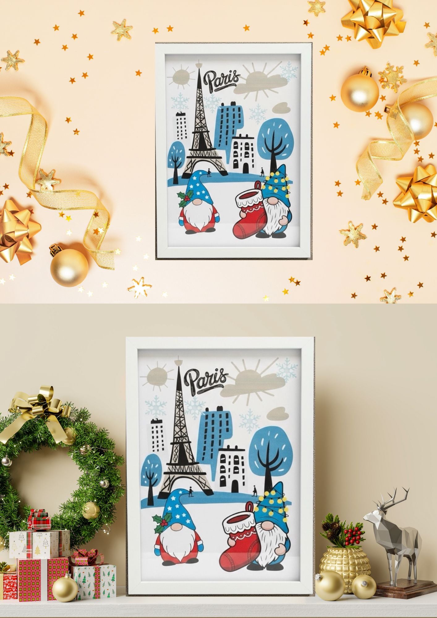 Affiche murale Noël papier premium 200 g/m² détail texture et couleurs