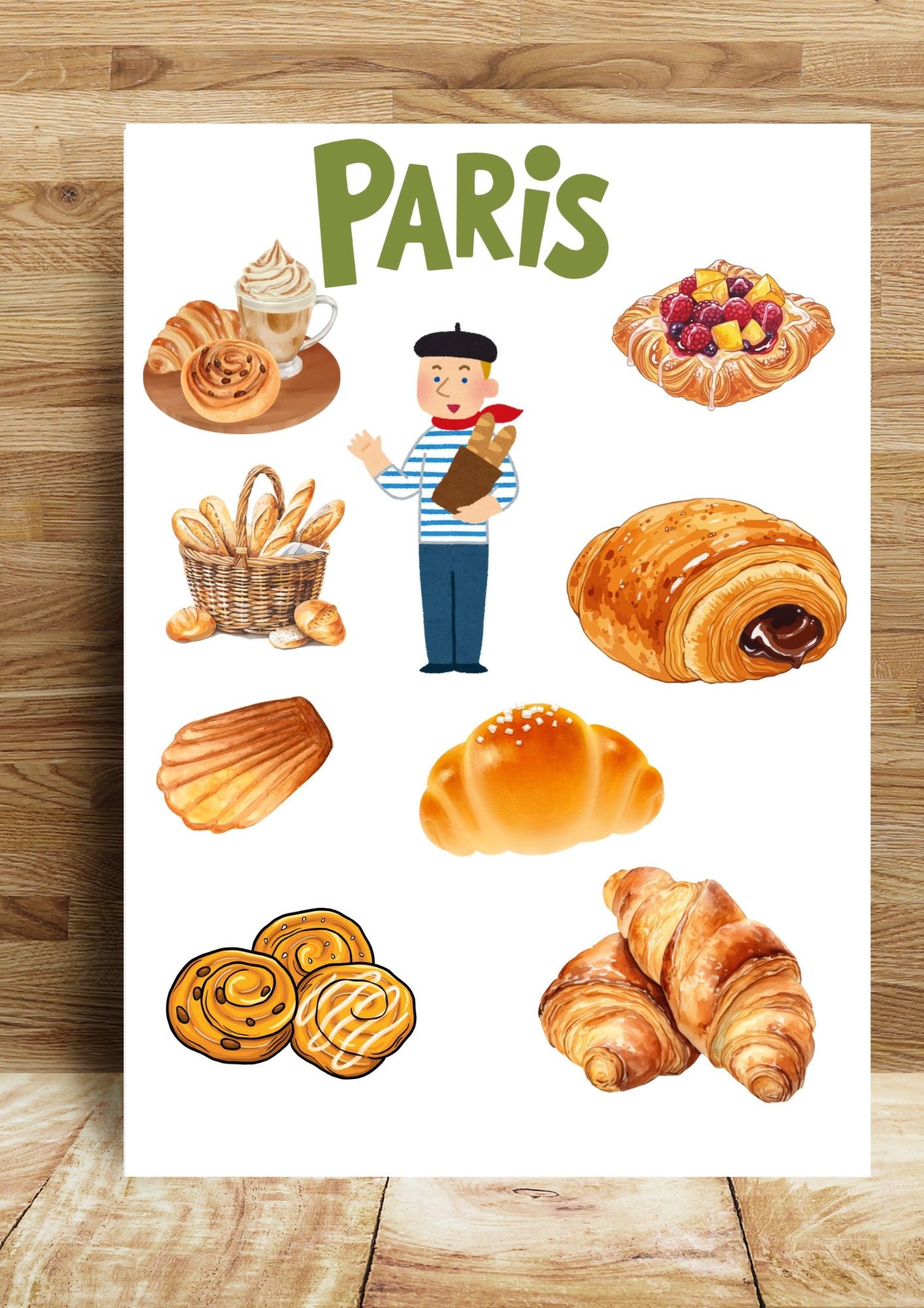 Paris Pastry Design Poster – Paris Souvenir Poster, Wall Decoration
