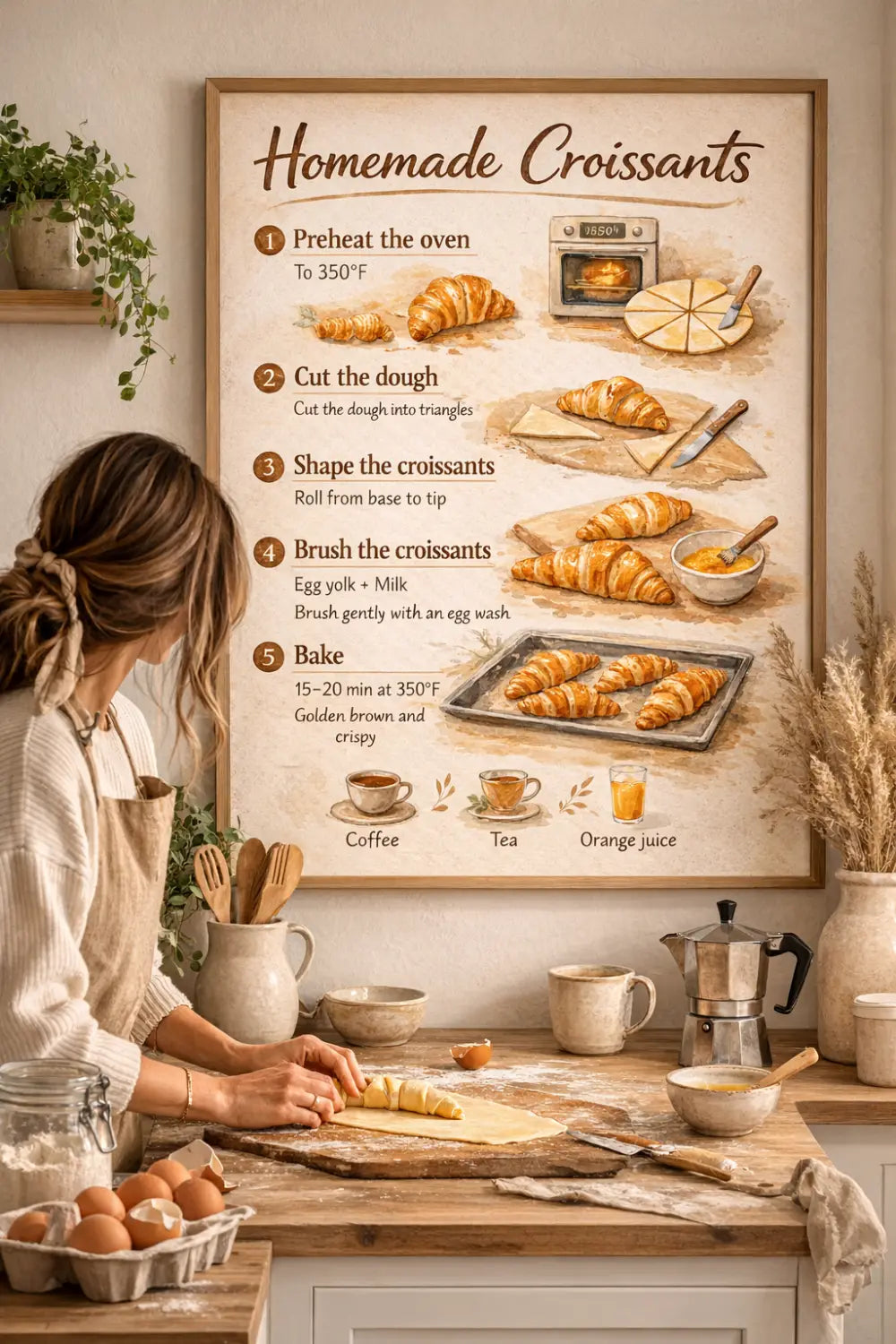 Croissants maison faciles: recette simple étape