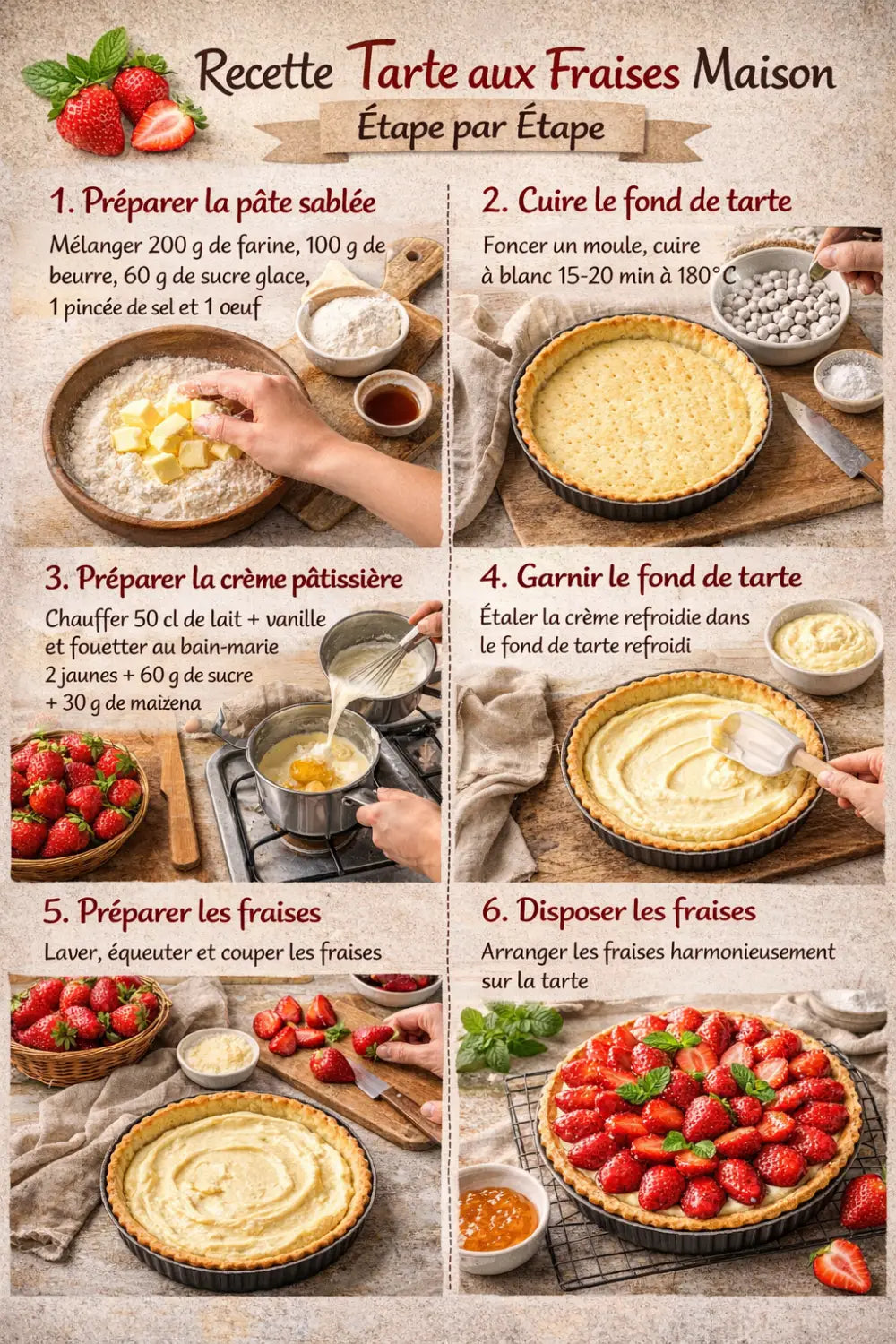 Homemade strawberry tart – Easy recipe & gourmet kitchen wall decor idea