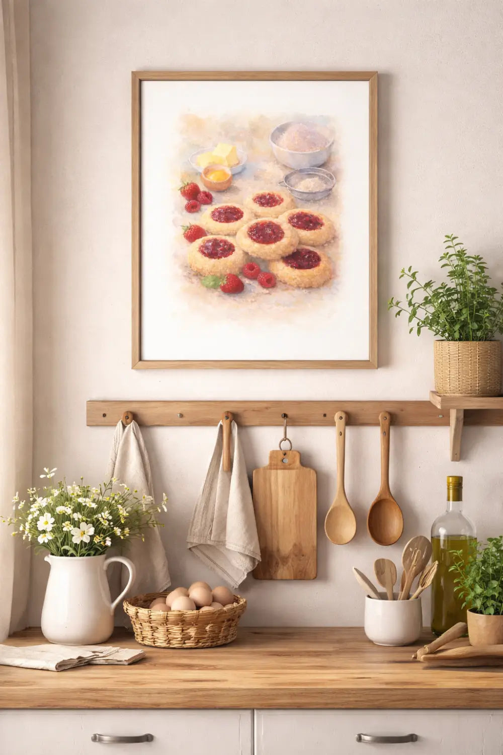Easy cookie recipe: jam shortbread + kitchen wall decor idea