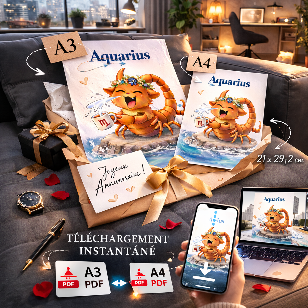 Affiche Signe Astrologique Verseau à Imprimer