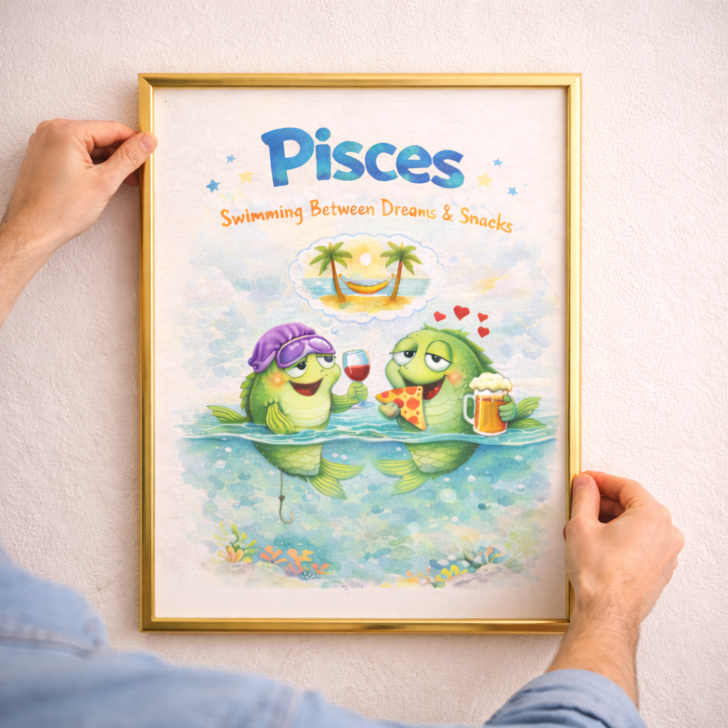 Affiche Zodiaque Poissons – Le Cadeau Anniversaire Original à Télécharger Instantanément