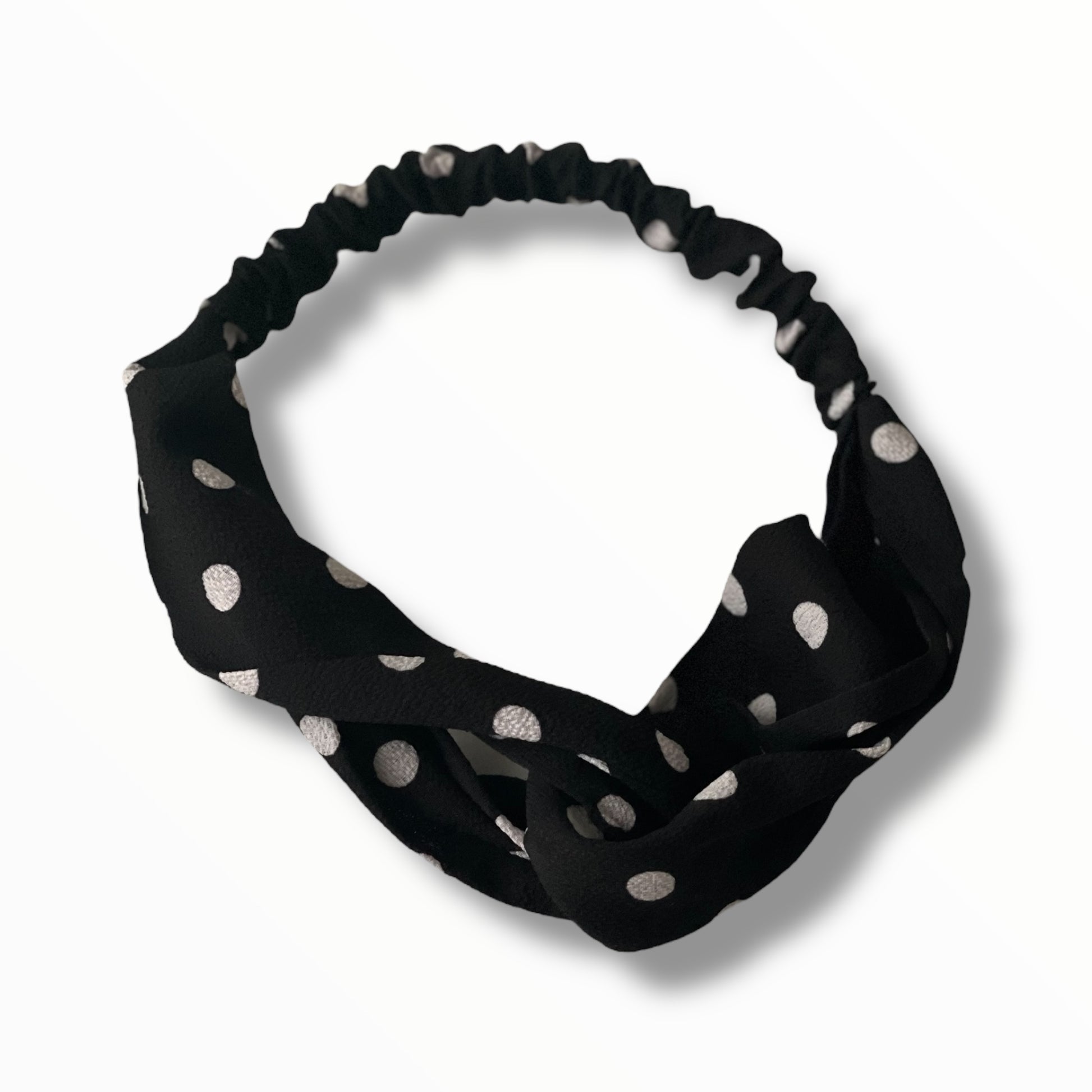 Bandeau cheveux noir à motifs pois blancs – Mode féminine, taille unique