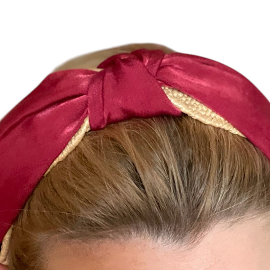 Bandeau serré-tête en tissu bordeaux, accessoire tendance pour cheveux