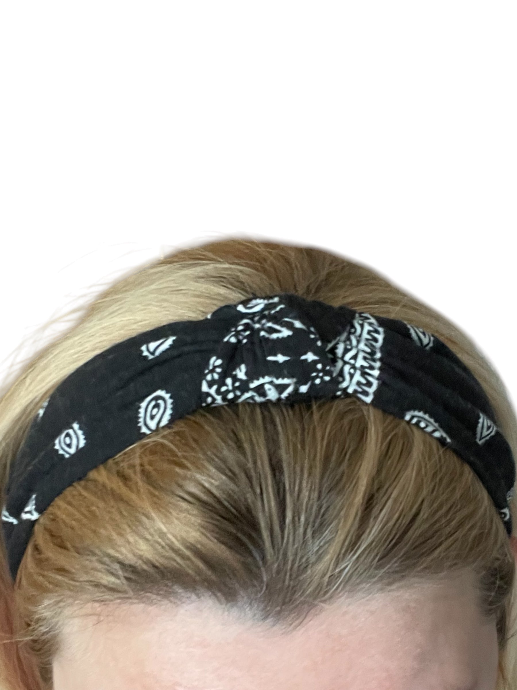 Bandeau serre-tête noir façon bandana, idéal pour une touche bohème