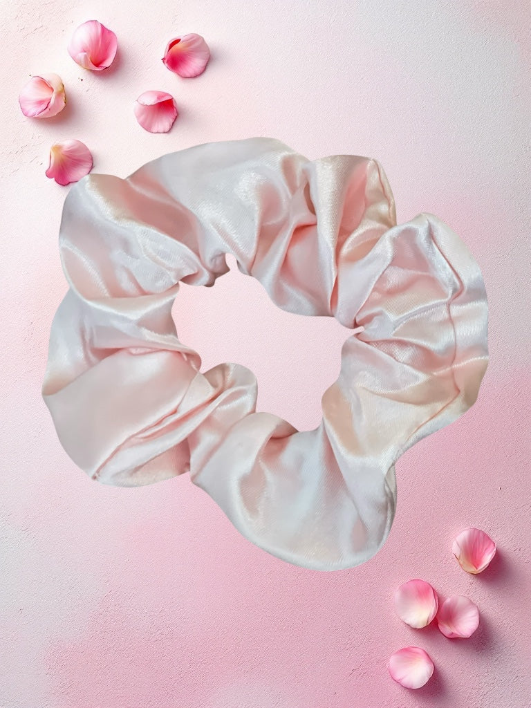 Pink Satin Scrunchie - Soft Protection and Vintage Elegance for Your Hair