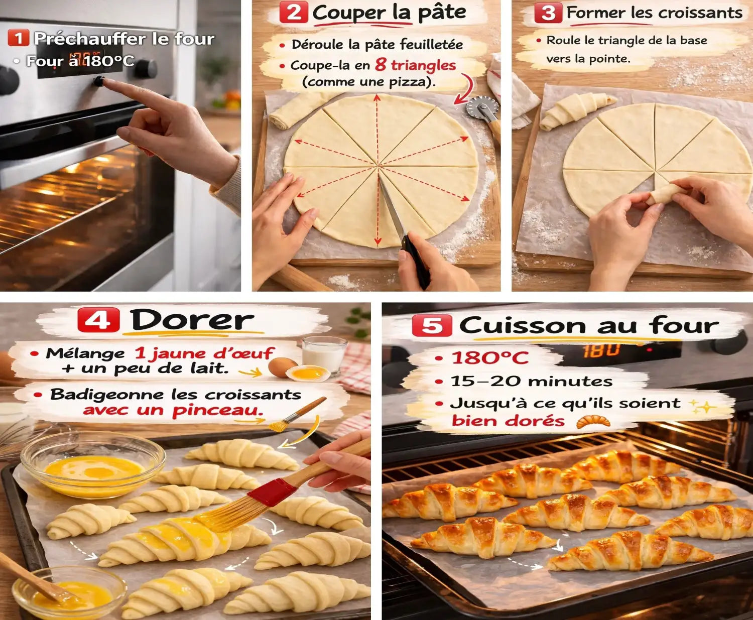 Croissants maison faciles: recette simple étape
