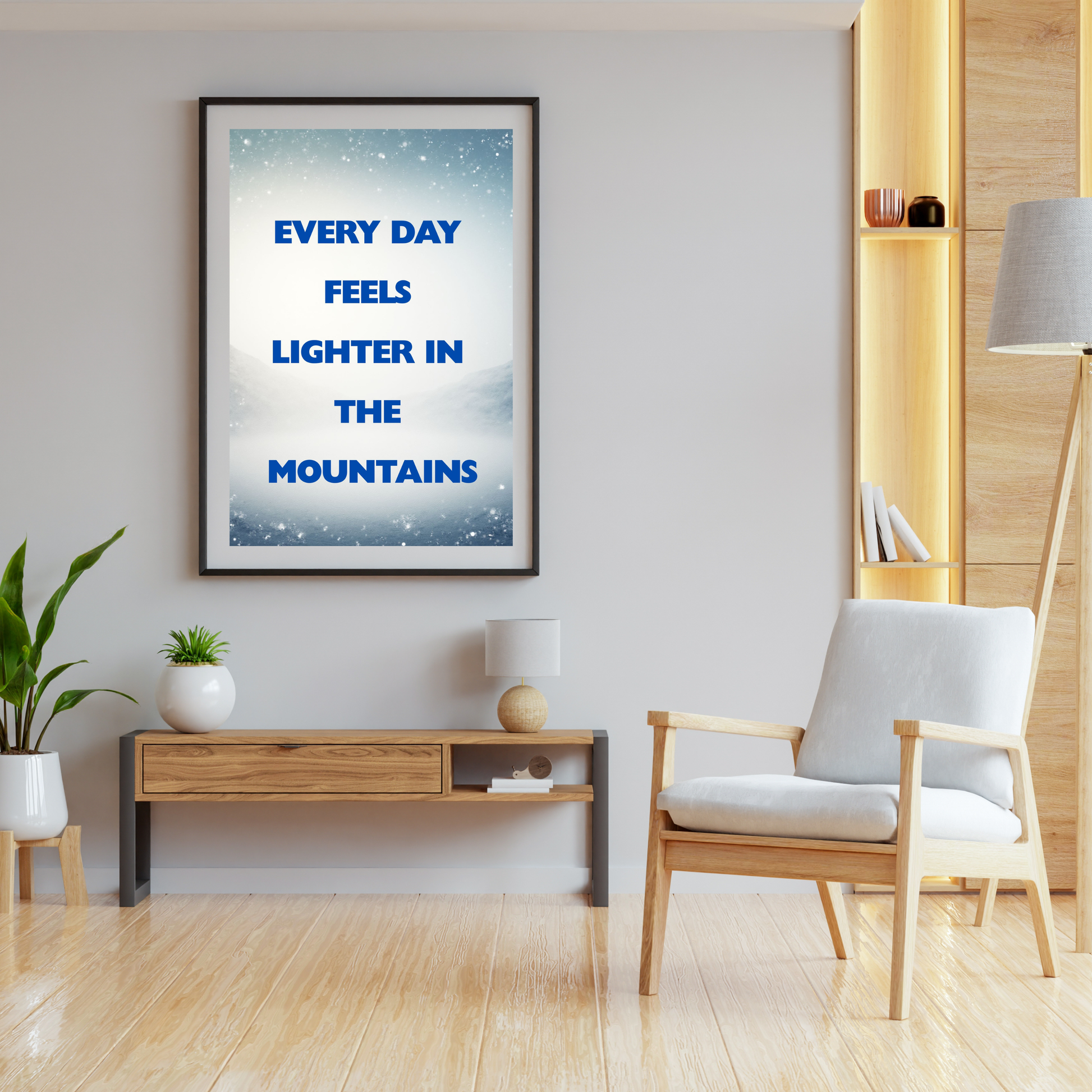 Mountain typography wall art printable, modern and minimalist design